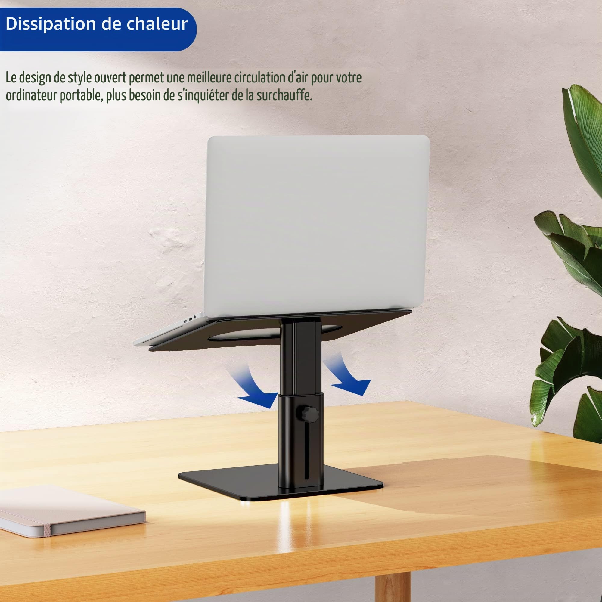 BESIGN LSX6N Support Ordinateur Portable Aluminium Ergonomique 10-15.6 Pouces Noir