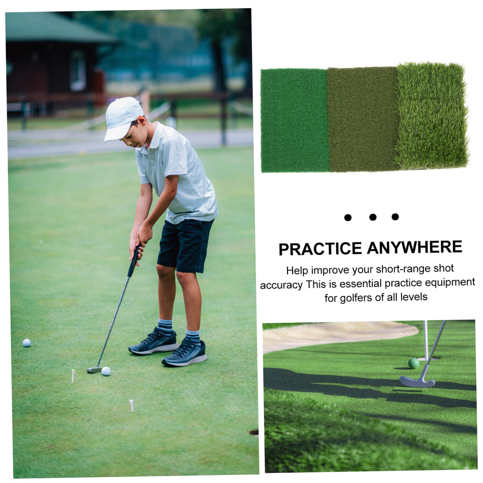 FOYTOKI Golfs Putting Mat Hitting Pad Turf Practice Anywhere Safe Odorless Golfing Accessory