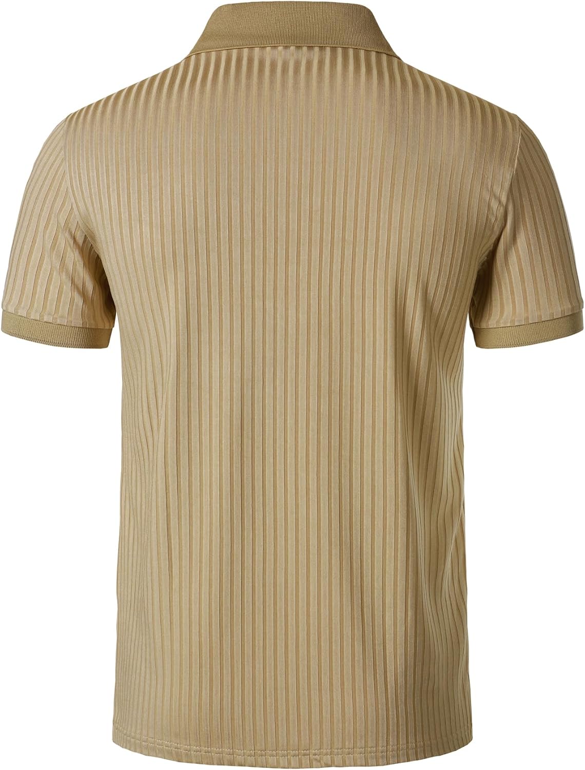 JEMITOP Men's Stretch Knit Slim Fit Polo Shirts Casual Short Sleeve Ribbed Collar Muscle Golf Shirt - Image 6