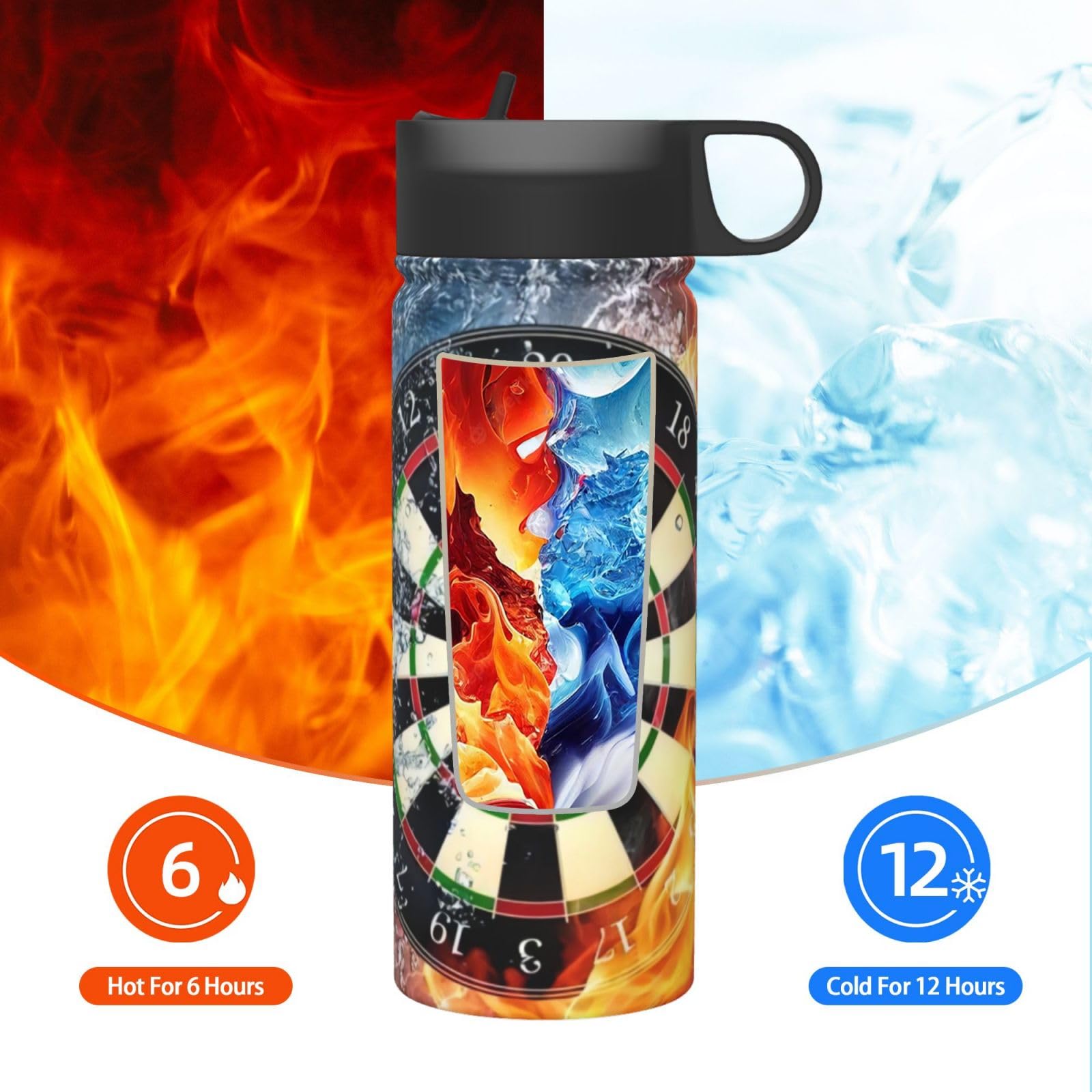 Isolierbecher mit Dartscheibe, 530 ml, Sport, Thermobecher, Reisebecher, Sport-/Fitnessflasche