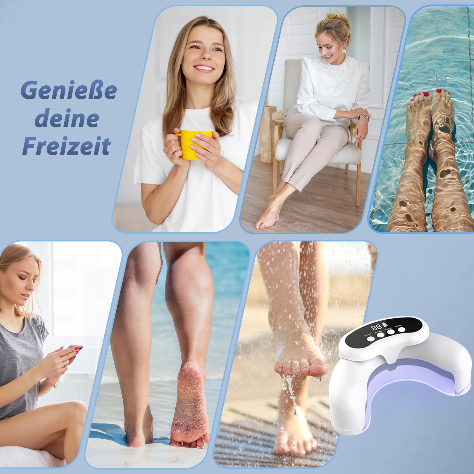 Nagelpilz Lasergerät – Podoclear gegen Nagelpilz verwendet 470 nm blaues Licht und 905 nm Infrarotlicht, faltbares Laser Nagelpilz Behandlungsgerät mit digitaler Anzeige und Zeitfunktion