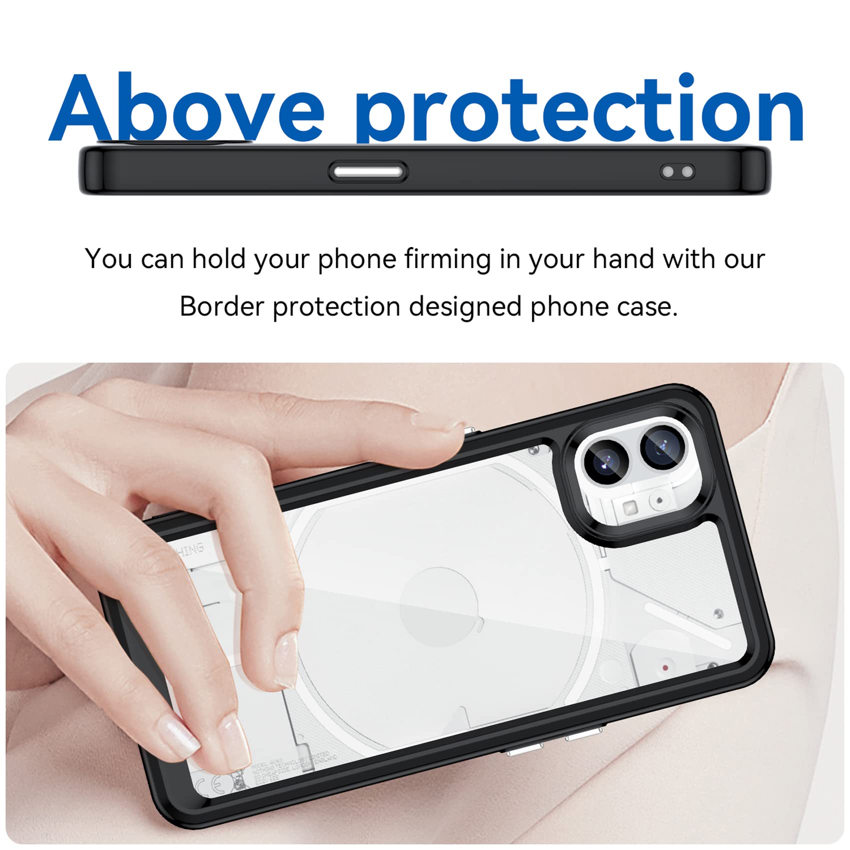 Hi-Case Custodia Per Nothing Phone (1) – Silicone Cristallo, Antiurto, Non Ingiallente, Grigio