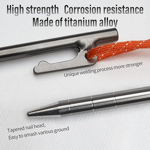 Miniatura 3 de TiTo Titanium Estacas ligeras para tienda de campaña, clavos de tienda de campaña resistentes para acampar al aire libre, senderismo y soporte de