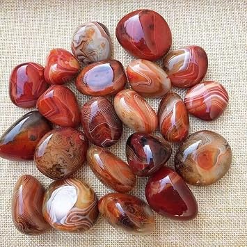 1LB Sardonyx Banded Lace Agate Tumbled Stones – Healing Crystals for Energy, Protection & Intuition – Polished Crystals for Reiki, Chakra Balancing, Meditation & Home Décor...