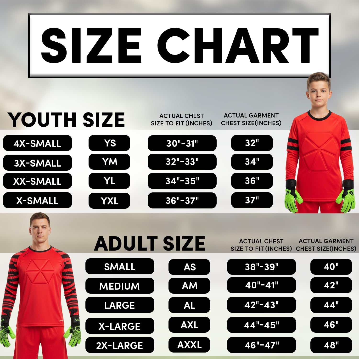 Soccer Goalie Jersey Youth & Adult - Padded Goalkeeper Jersey - Long Sleeve Soccer Goalie Shirt for Kids, Men, Women - Image 2