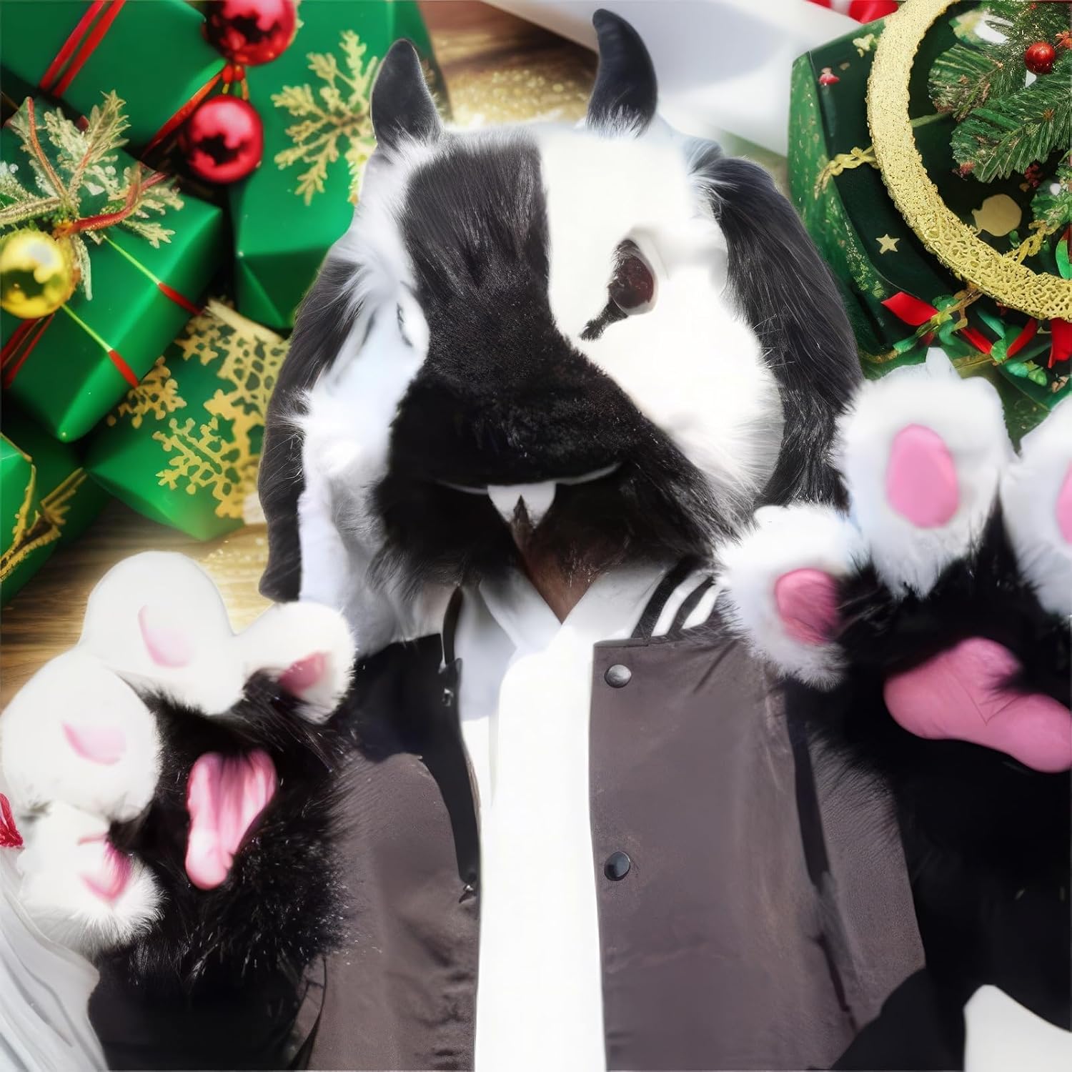Furry Animal Style Headband, Furry Rabbit Sagging Ear Beast hat, Suitable for Comic Exhibition Parties(D)