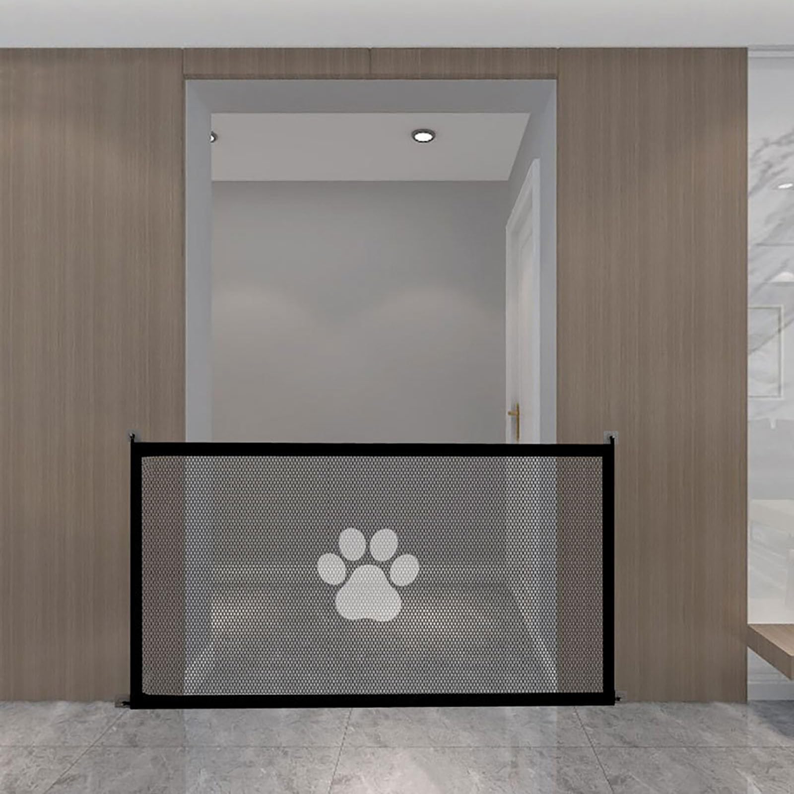 Retractable ﻿No Drilling Dog Gate Indoor for Stairs & Doorways,Foldable Pet Gate,Pet Stair Safety Gate with Breathable Mesh Screen,Portable Fence Net,for Doorways Stairs Hallways Entrance Porch (#A)