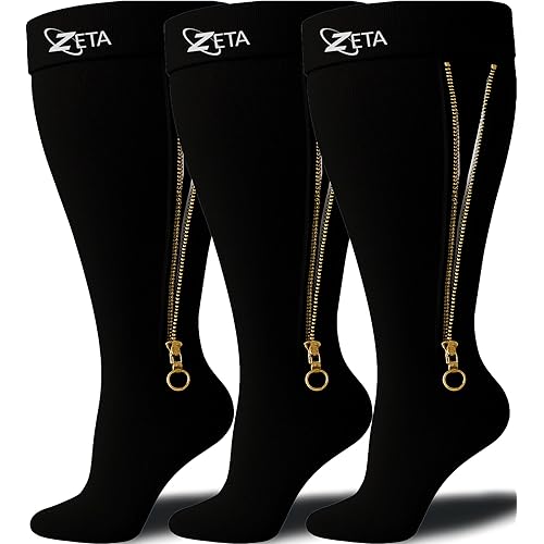 Zeta Wear Plus Size Knee-High Compression Socks Closed Toe 15-19 mmHg Support for Men & Women Wide Calves, Swelling, Varicose Veins, Travel