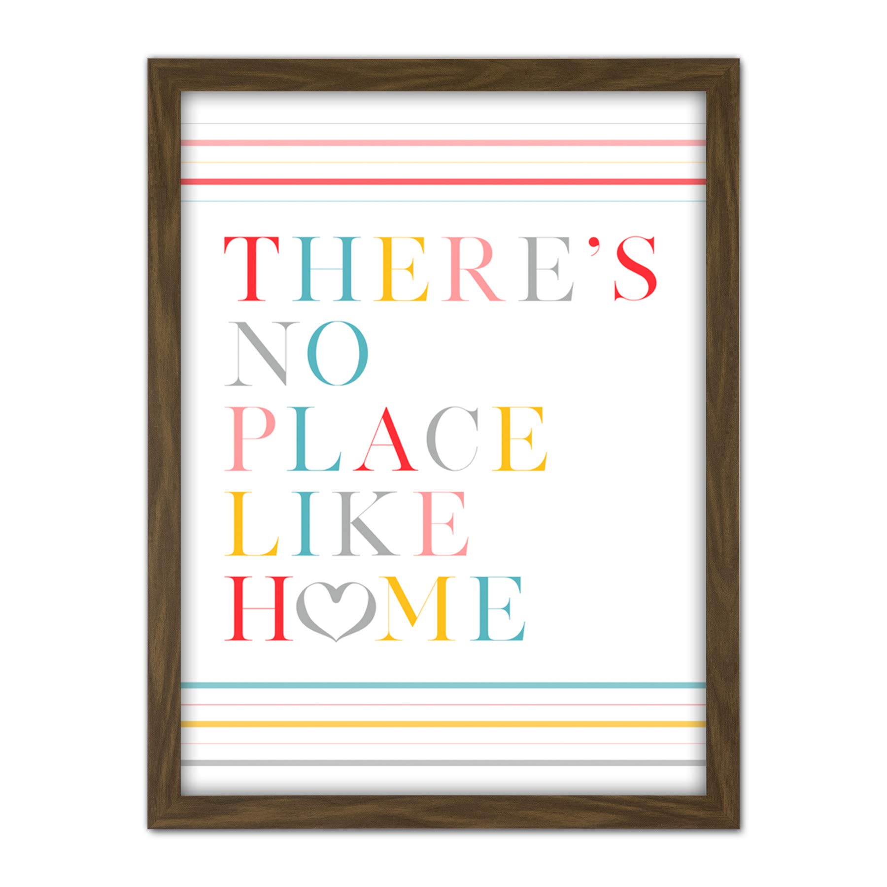 Wee Blue Coo No Place Like Home Love Heart Quote Artwork Framed Wall Art Print 18X24 Inch