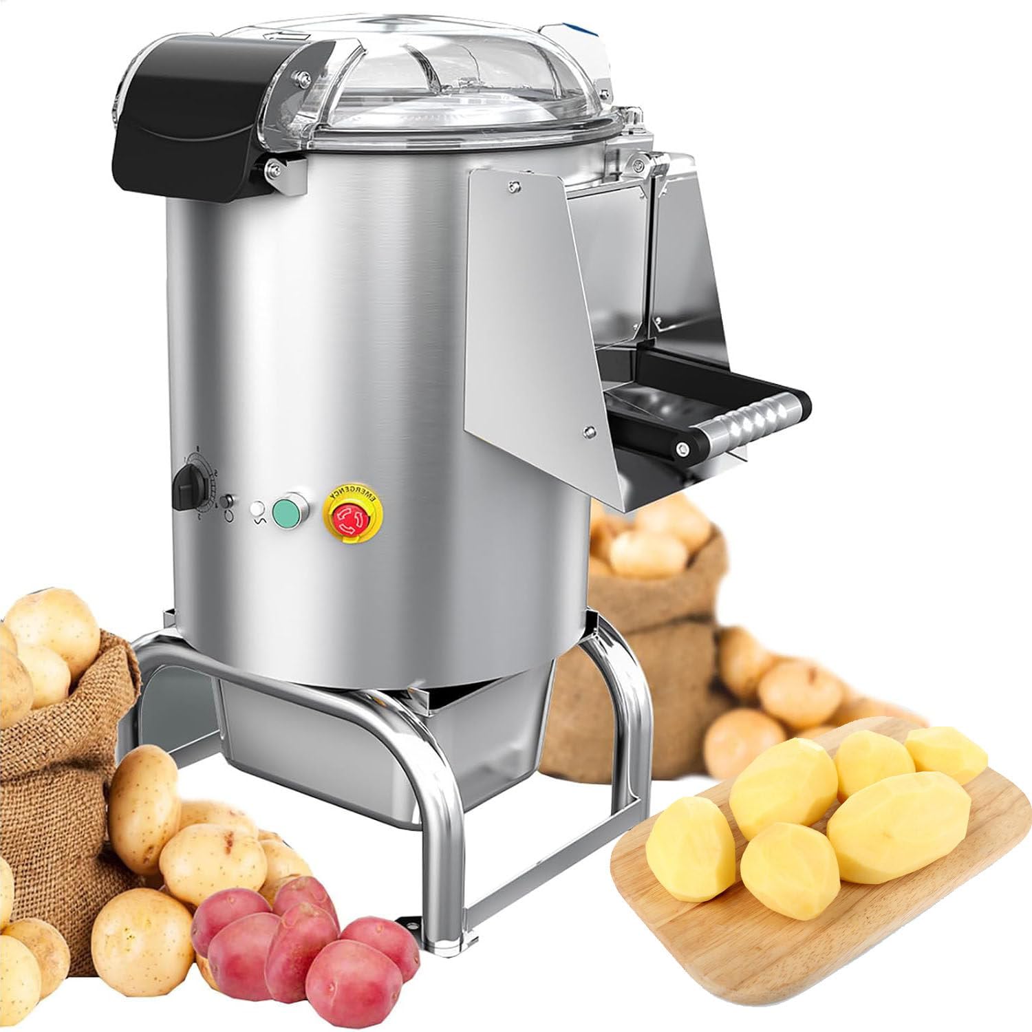 Peladora de Patatas de 550 W - Peladora de Patatas EléCtrica, Peladora de Patatas de 12 L, Peladora de Verduras AutomáTica de 70-100 Kg/H, para Patatas, Boniatos, Taro y Jengibre,110V