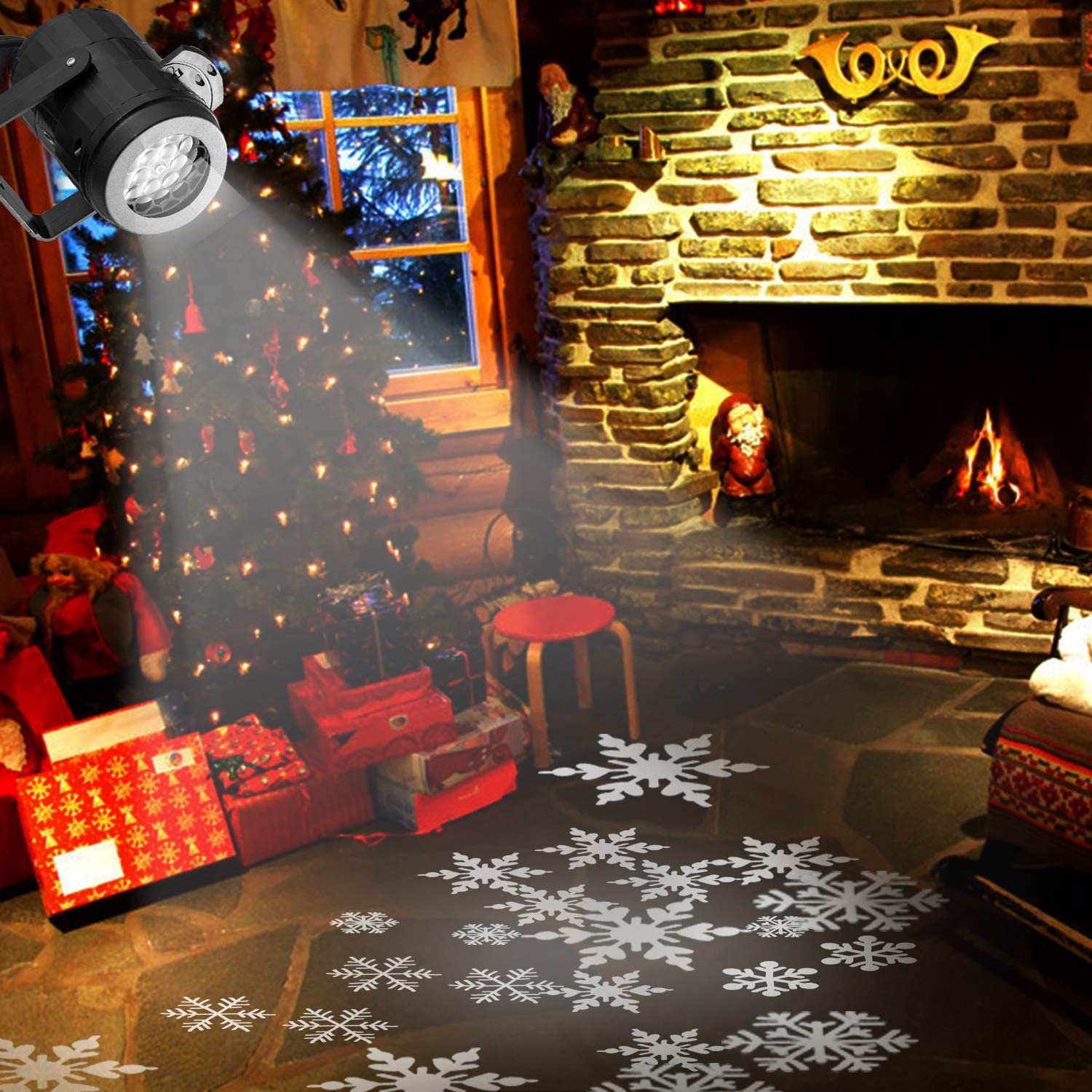 Callenbach Weihnachtsprojektor Lichter und Schneeflockenrotierend für Party und Garten Dekoration