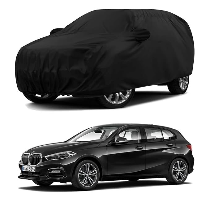 Sulfar 100% Water Resistant Car Body Cover Compatible with Mirror & Antenna Pockets for BMW 1 Series (Triple Stitched, Full Bottom Elastic, Black)