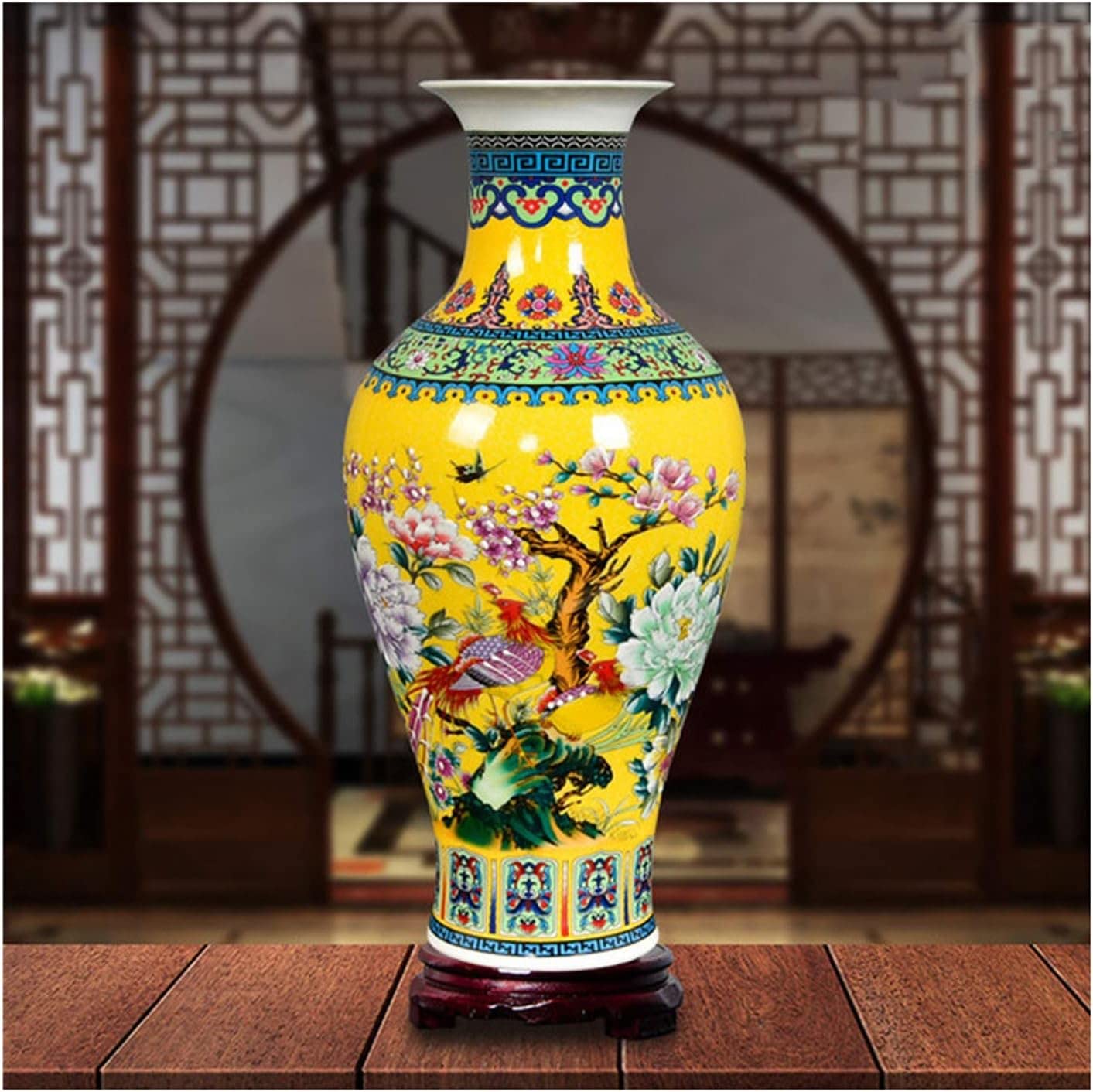 Bzgpmfud C Vase Desktop Flower Jingdezhen Antique Enamel Large Floor Erami Chinese Living Room Decoration Tv Abinet Vases(C)