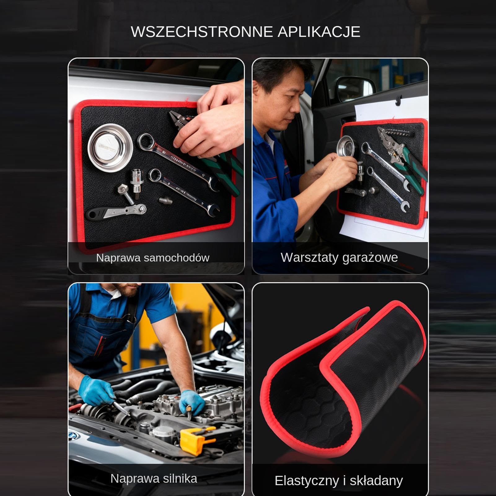 Magnetyczna Mata Na Narzędzia Dla Mechaników Organizer Na 3 Sztuki | Wytrzymały Uchwyt na Części Do Domu Garażu Warsztatu Naprawy Samochodów Dla Mechaników Elektryków