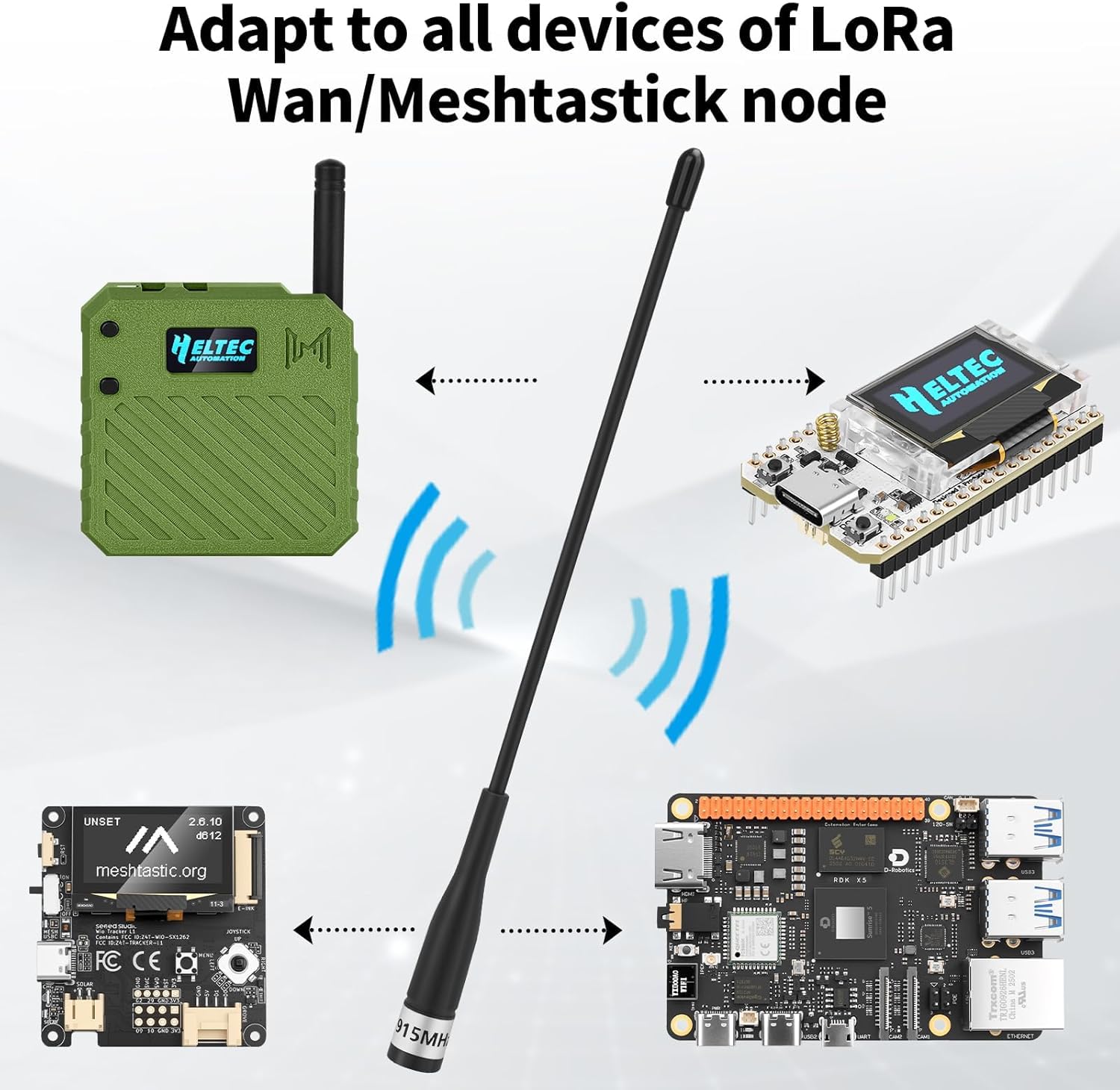2 antenas LoRa de 915 MHz de ganancia de 10 dBi para antena Meshtastic de largo alcance suave de 40 cm Omni SMA macho con cable de extensión, color negro