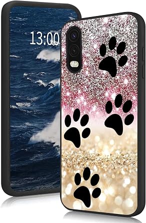 Case for Samsung Galaxy Xcover Pro, for Galaxy Xcover Pro Phone Case for Women Girls, Shockproof Thin Soft Silicone Rubber Case Cover Fit for Samsung Xcover Pro, Black Dog Paw Sparkles
