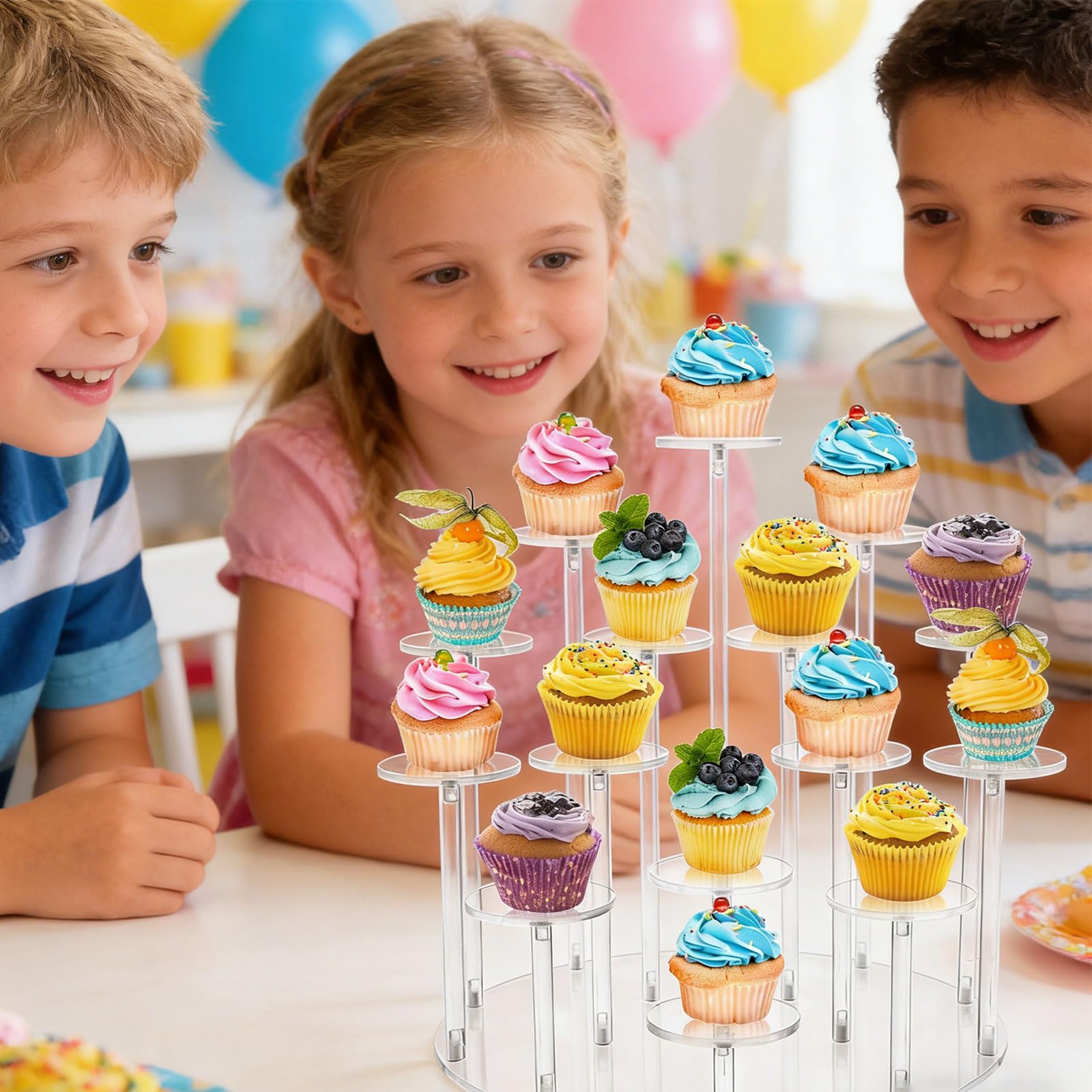 Generisch Mehrschichtiger transparenter Süßigkeitenständer mit starker Basis, ideal Präsentieren von Süßwaren und Snacks Abgestufter Dessertständer