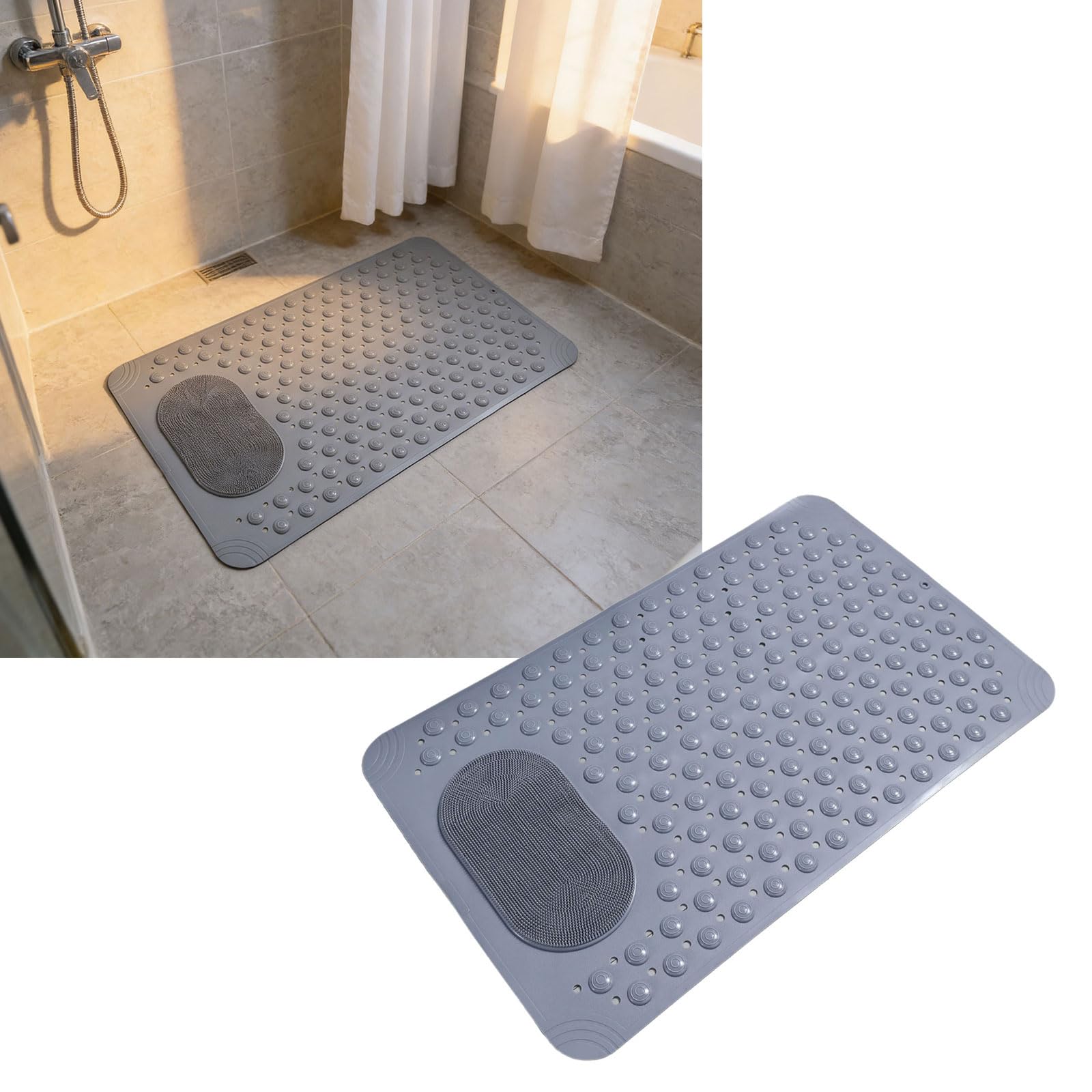 Tapis de douche antidérapant avec ventouse et texture ergonomique - Tapis de douche antidérapant