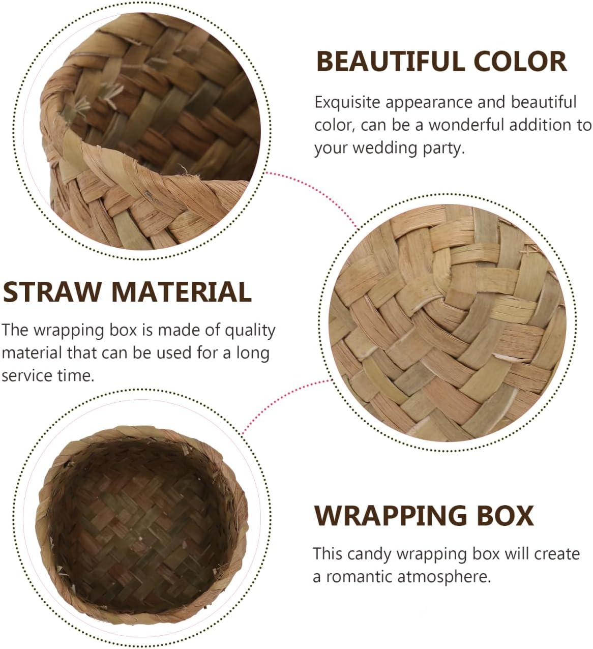 Mini Straw Basket Party Favor Container Small Woven Box Candy Holder for Wedding Home D Cor and Storage