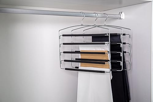 Miniatura 8 de Perchas de metal de 3 barras múltiples de calidad, realmente resistentes, ahorran espacio, estables con acolchado de espuma antideslizante, gancho