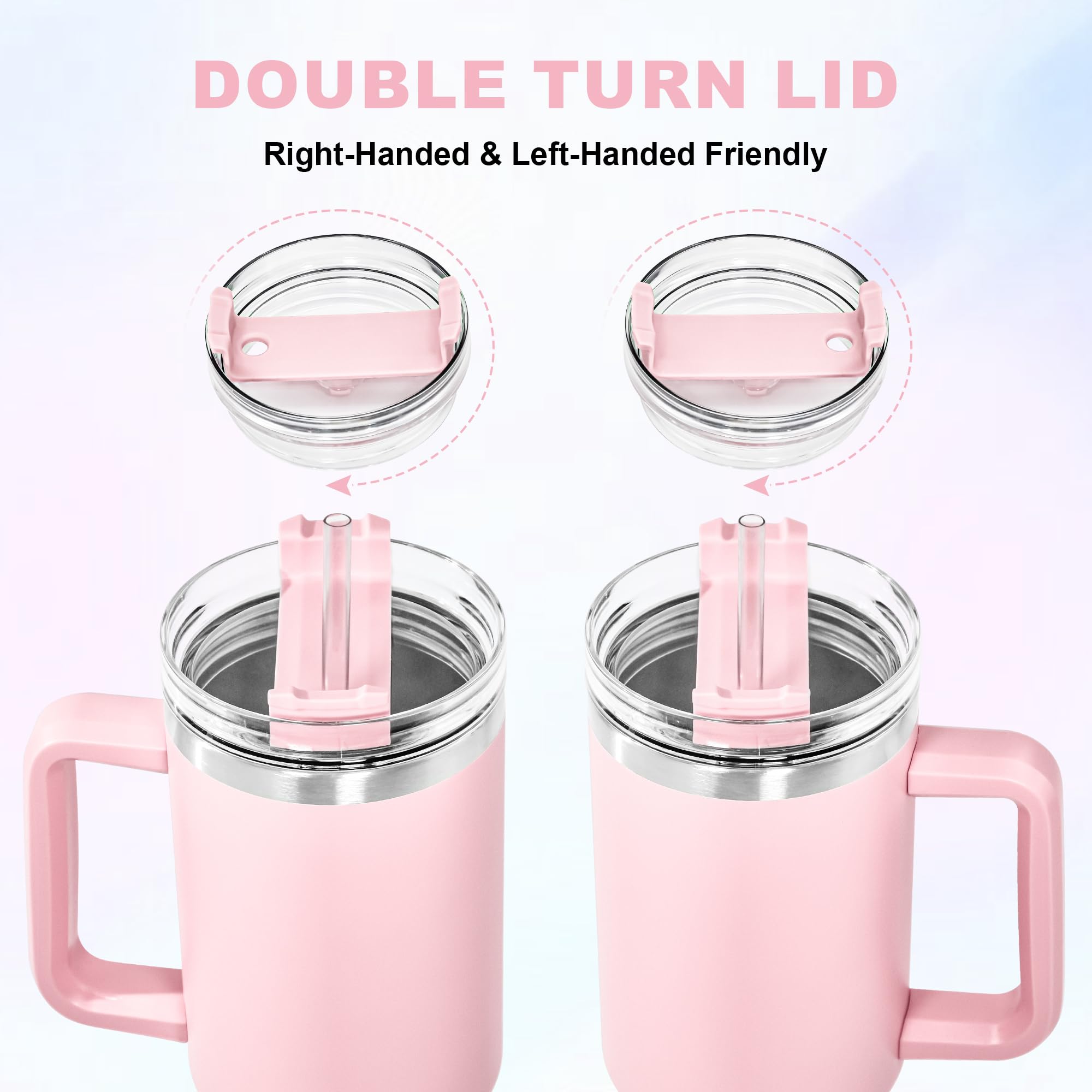 FECBK 40oz Tumbler with Straw and Lid 1.2L, 100% Leak-Proof Travel Mug with Handle - Image 4