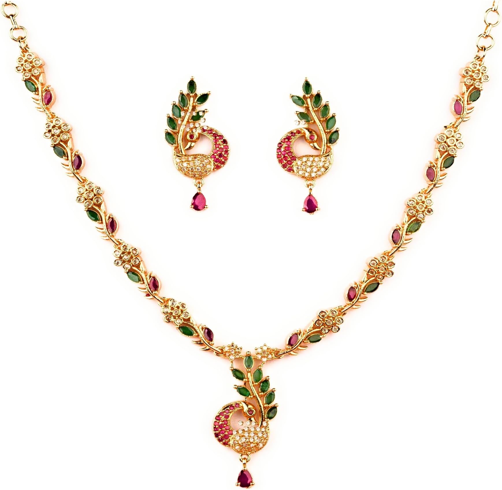 SasitrendsTraditional Micro Gold Plated American Diamond Stone Designer Jewellery Set for Women & Girls…