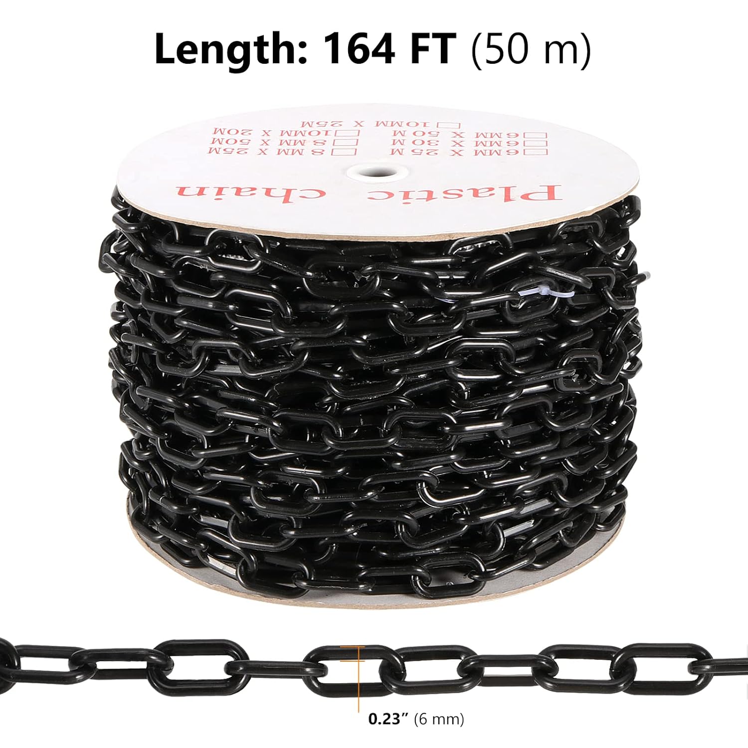 SEUNMUK 164 Feet Black Plastic Chain, Weatherproof Plastic Chain Safety Barrier Security Chain for Link Fence, Safety Barrier, Barricade, Crowd Control, Queue Line, Decoration, 1.4-inch Diameter Link: Industrial & Scientific