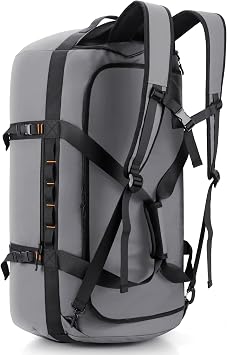 Hulongo 40L/60L/90L Large Waterproof Duffle Bag Backpack for Men, Mens Duffel Backpack Bags for Traveling, Heavy Duty Grey, 90L