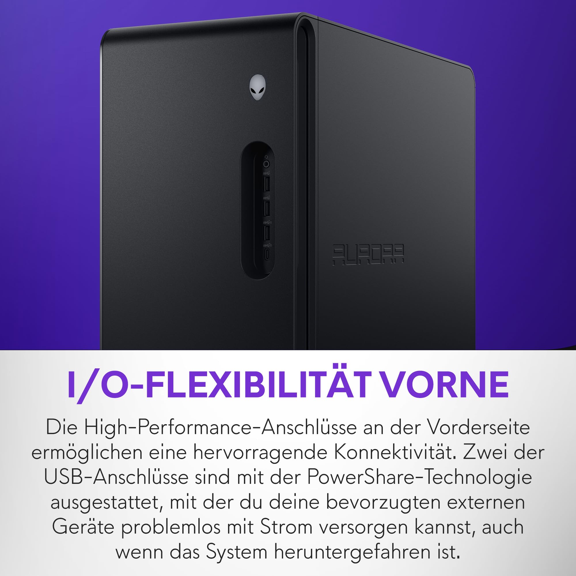 Alienware Aurora Gaming-PC ACT1250 – Intel Core Ultra 7 265KF Series 2, Nvidia GeForce RTX 5070, 32 GB DDR5, 1 TB SSD, Flüssigkühlung, 1000W Netzteil, Windows 11 Home, Seitenscheibe – Schwarz Basalt