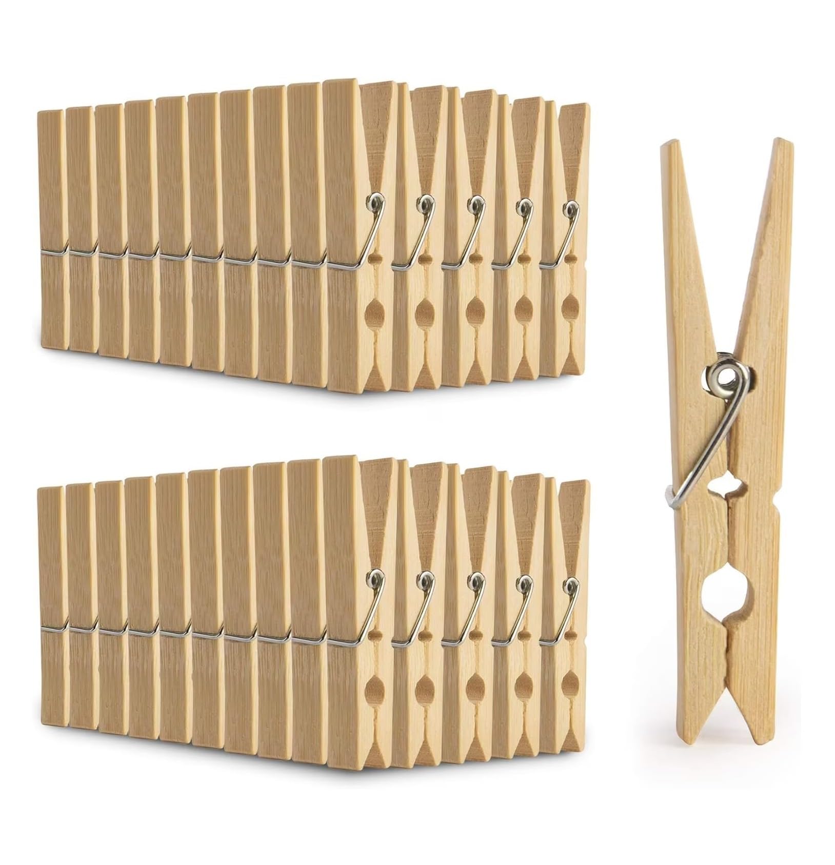 Magna Retail Brown Bamboo Pegs - Pack Of 100 | Strong Wooden Clothes Pegs For Washing Line | Wooden Peg For Arts Crafts & Hanging Photos | Strong Laundry Washing Pegs | Laundry Pegs (Medium)