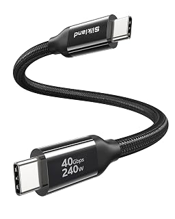 Silkland USB4 for Thunderbolt 4 Cable 1FT, 40Gbps, 240W Charging, 8K@60Hz | Braided USB C Data Cable Compatible for MacBook, iPhone 17/16, iPad, SSD, Docking, Black - Amazon product rated Grade A