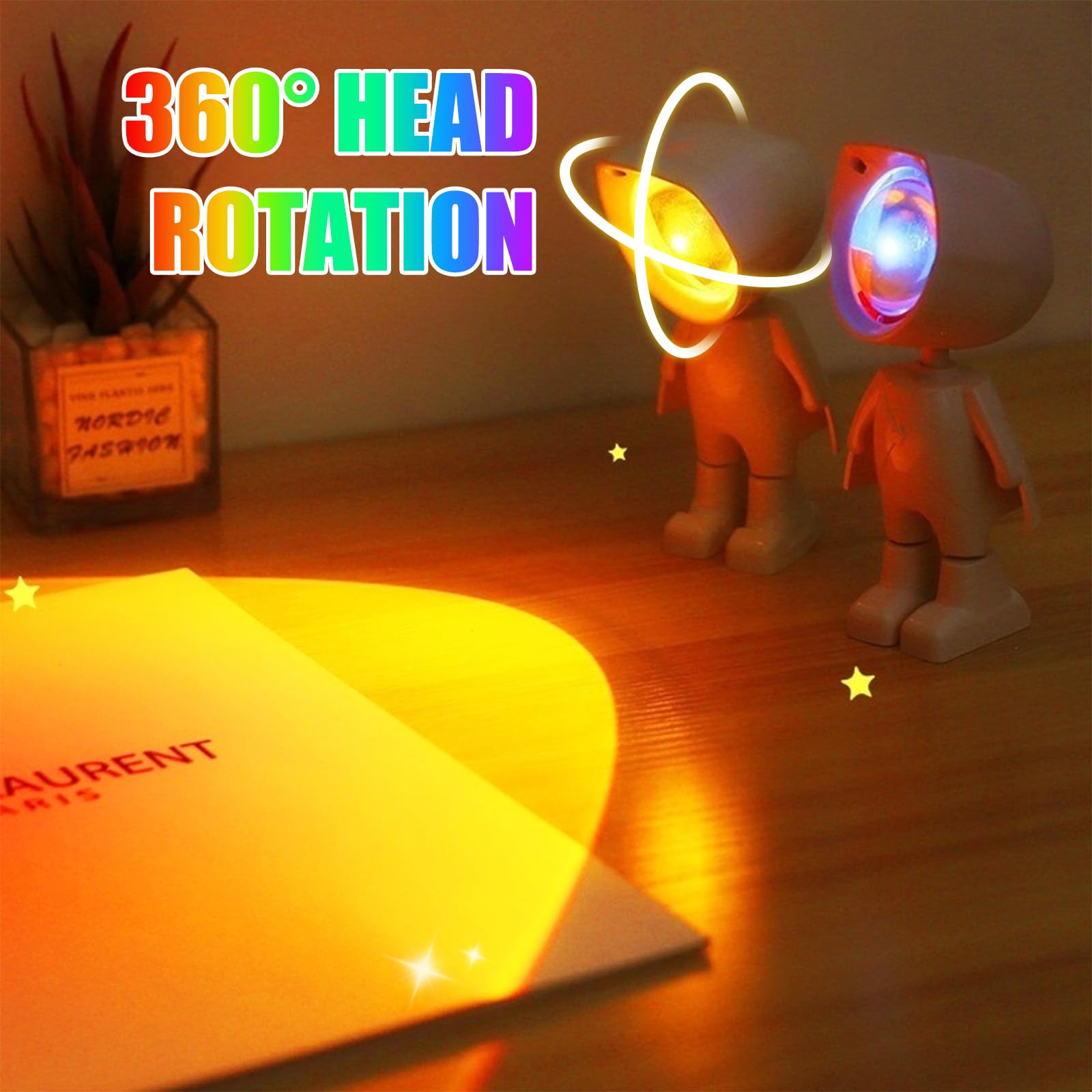 AMFUN Astronaut Sunset Lamp Projection, LED Projector Lamps,7-Color 360° Rotation Sunrise Lamp - Image 3