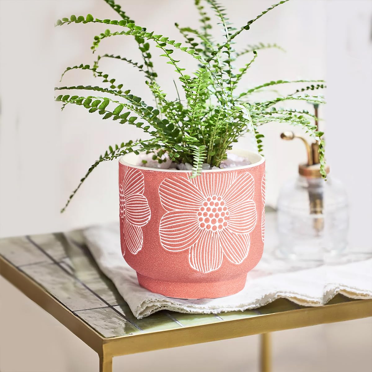 Amazon.com: YBX 8 Inch + 6 Inch White Flower Pattern Plant