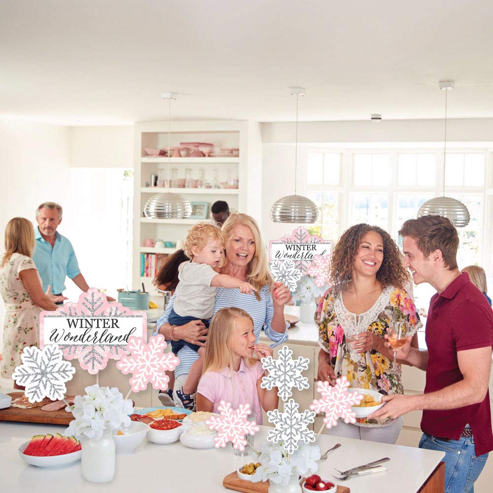 Pink Winter Wonderland Snowflake Garland Kit - 44 Piece DIY Holiday Party Decorations