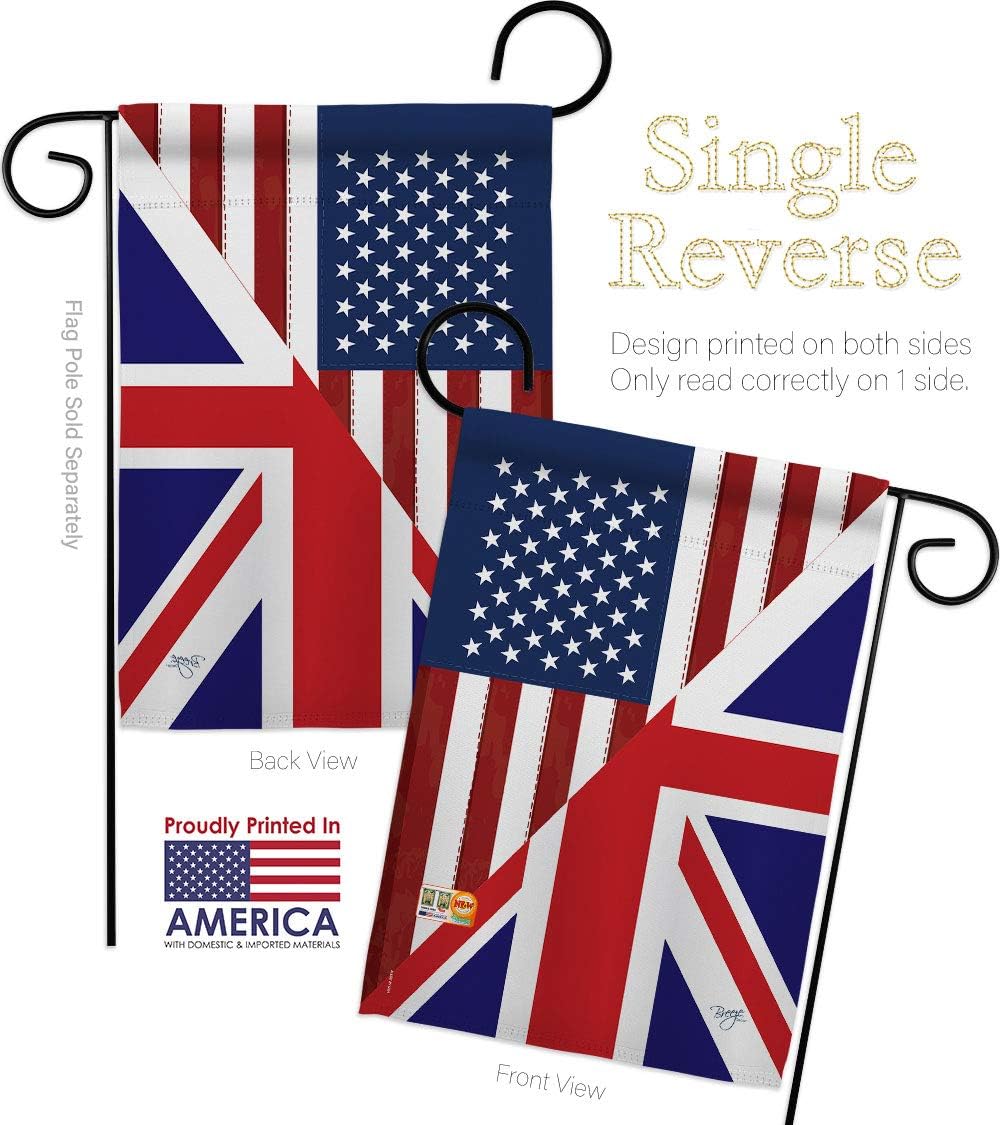 US UK Friendship Garden Flag Set Wall Holder Regional USA American Alliance World Country Particular Area Small Decorative Gift Yard House Banner Made In 13 X 18.5