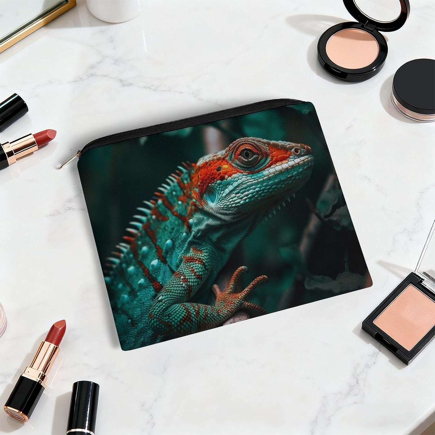 Lightweight Polyester Lizard Makeup Bag with Zipper image 5