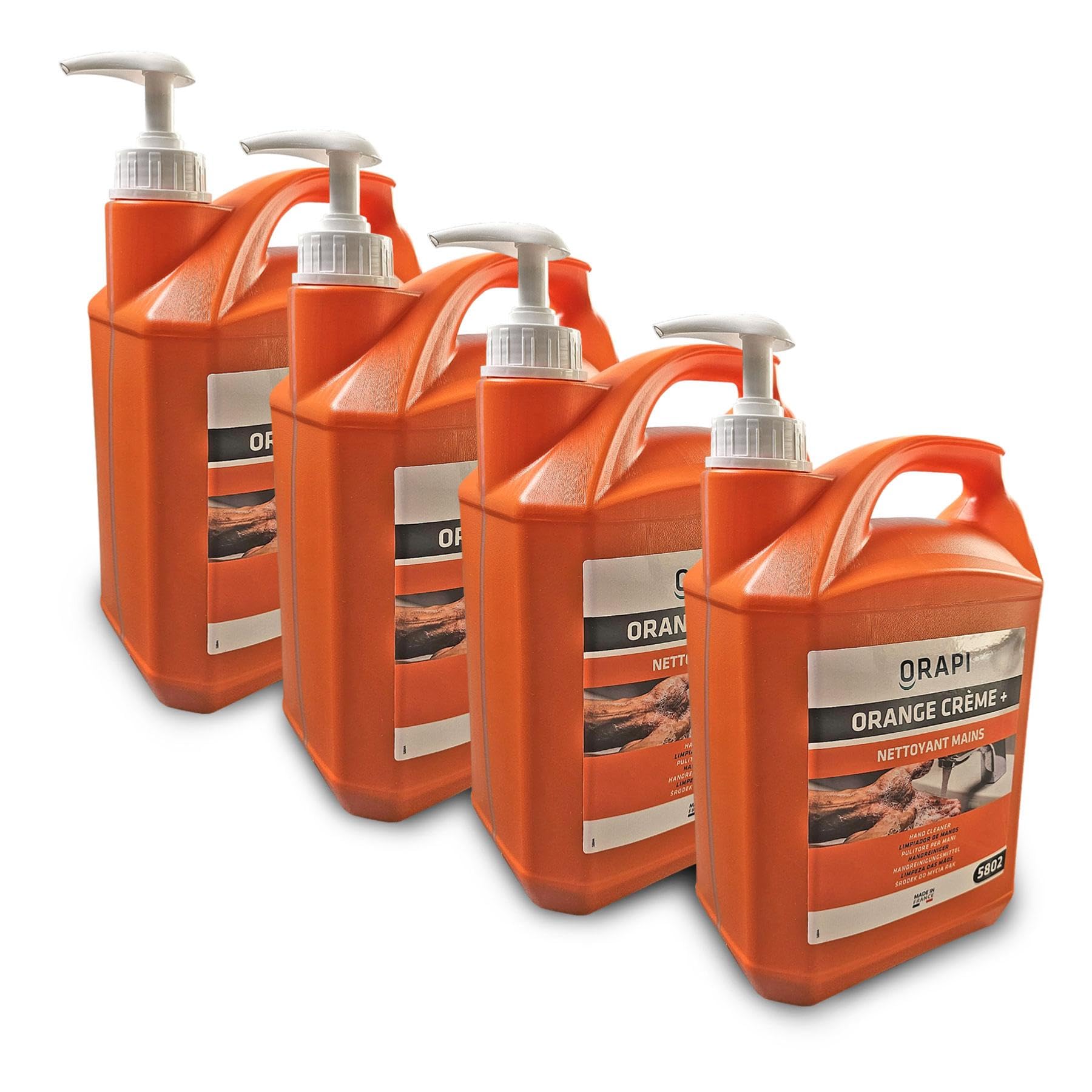 Atelier Savon Nettoyant Main Orange Crème + - Carton de 4 Jerricans de 5L - Nettoyage des Mains - Adoucit la Peau - pH Neutre
