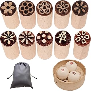 Ton Stempel, 11 Stück 5x1.5cm Stempel für Ton und Keramik mit Gemischten, Holzstempel Handgeschnitzte Mustern für Teig Gebäck Kekse Modellieren