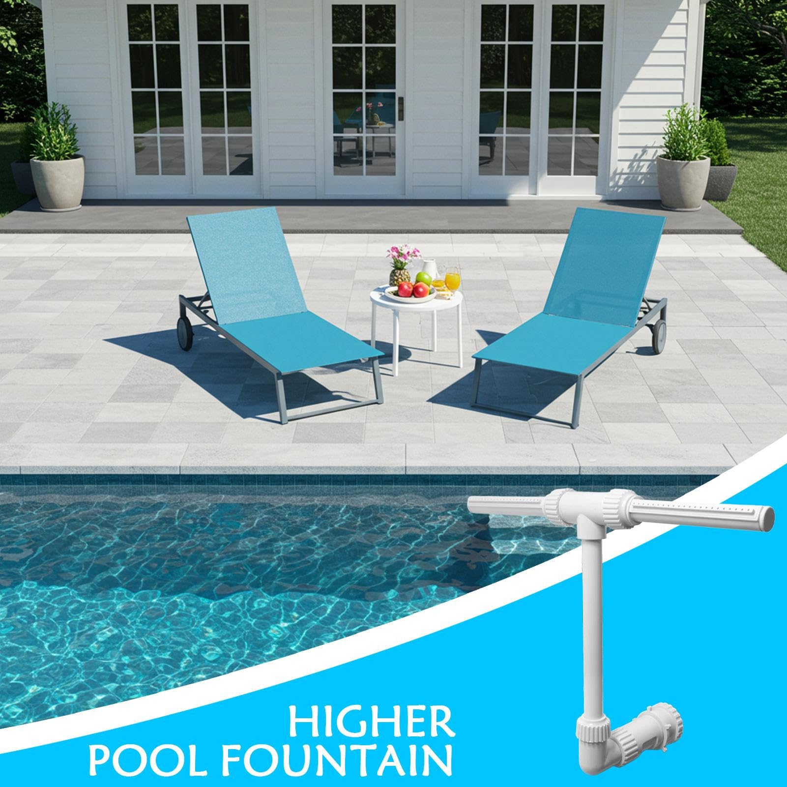 Pool Water Fountain, Pool Sprinkler Display, 15,35 x 7,48 x 19,69 Pulgadas Adjustable Spray Cooler, High Pressure Double Nozzle for Outdoor Backyard Poolside Enjoyment