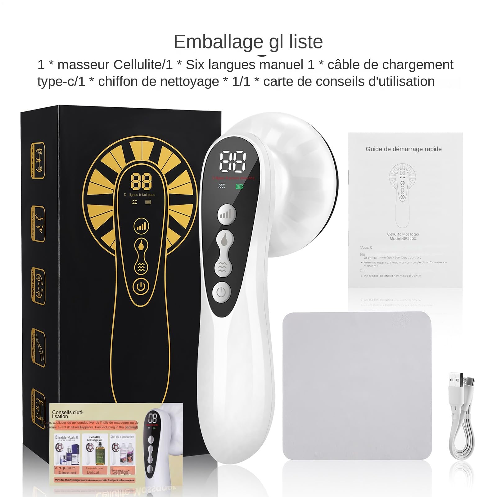 Masajeador antiellulita, aparato de adelgazamiento inalámbrico | Herramienta de masaje eléctrico de 3 modos para jóvenes atletas nalgas abdomen espalda muslos cintura