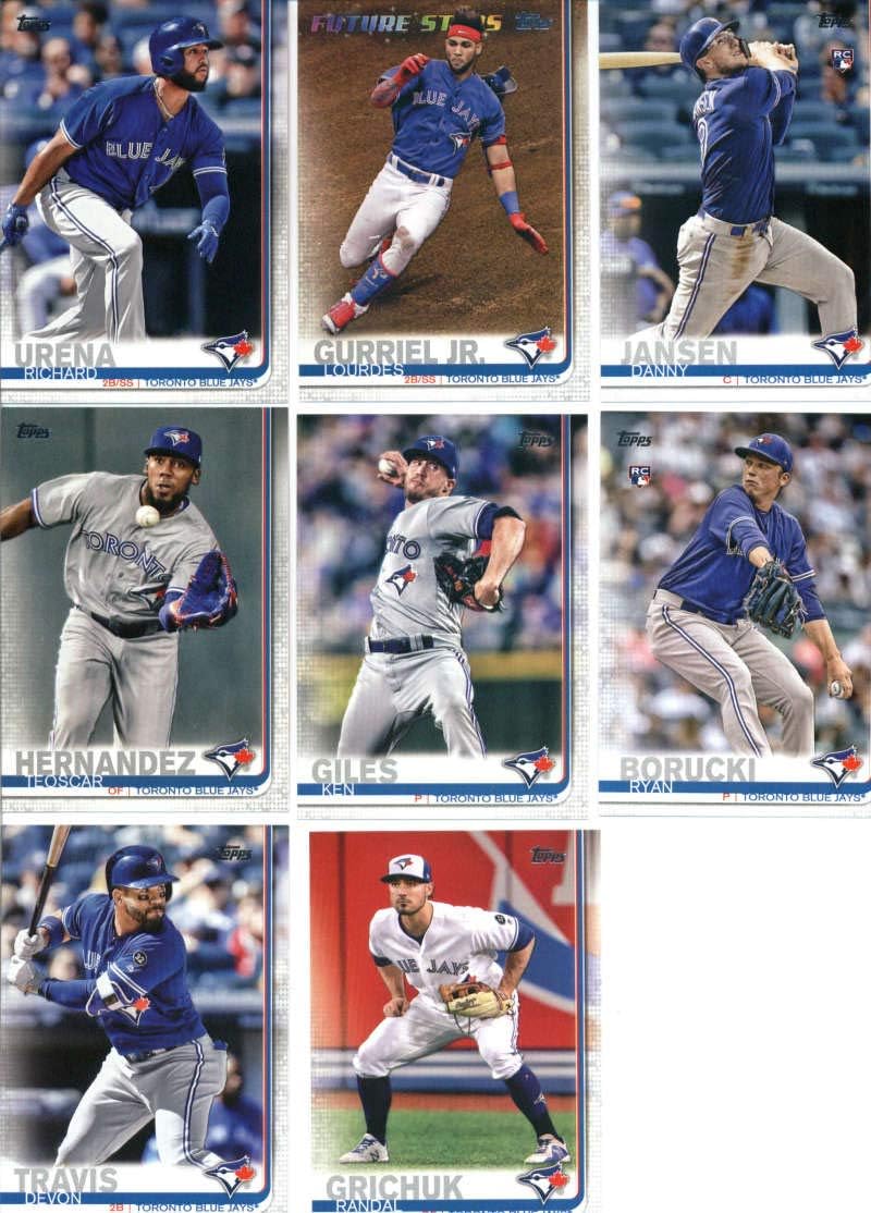 2019 Topps Master (Series 1 & 2, Update) Baseball Toronto Blue Jays Team Set of 34 Cards: Marcus Stroman(#37), Richard Urena(#39), Danny Jansen(#67), Vladimir Guerrero Jr.(#US1), Lourdes Gurriel Jr.(#82), Sean Reid-Foley(#134), Teoscar Hernandez(#152), Ken Giles(#184), Rogers Centre(#245), Ryan Borucki(#246), Devon Travis(#298), Randal Grichuk(#309), Russell Martin(#348), Kendrys Morales(#436), Reese McGuire(#442), Matt Shoemaker(#533), plus more