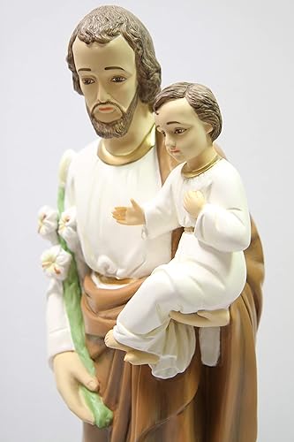 Miniatura 5 de Estatua de San José con el Santo Niño Jesús, Marrón, Tonos Tierra, Religioso, Estilo Clásico, Hecho en Italia