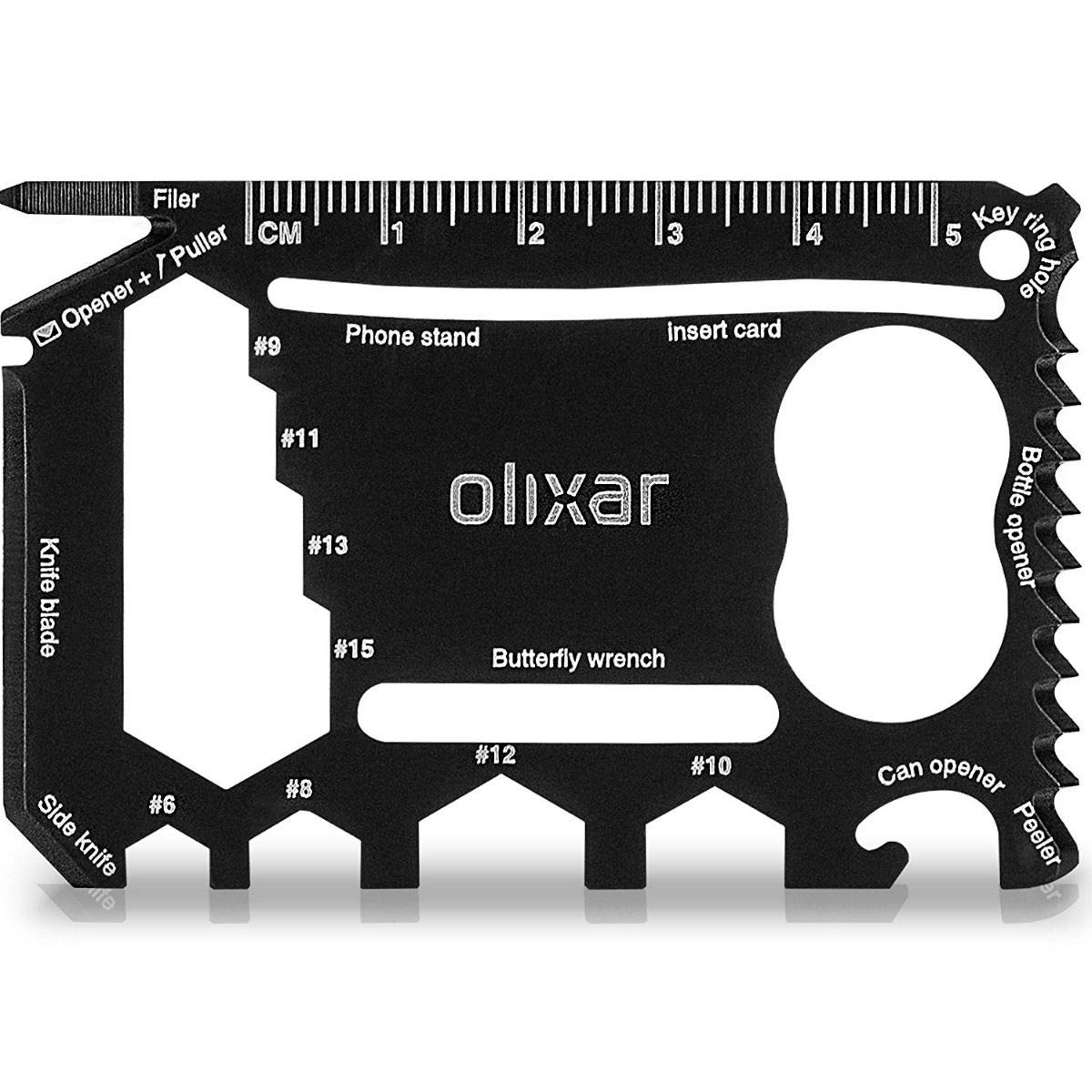 Amazon Com Olixar Credit Card Tool Wallet Multitool 26 In 1 For Cell Phones With Stick On Phone Wallet Pouch X Ranger Smartphone Utility Backpack Screwdriver Ruler Can Opener Etc Electronics