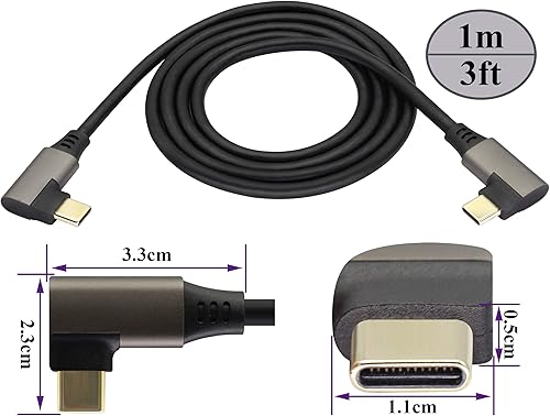 Miniatura 2 de AAOTOKK Cable de extensión USB C 3.1 en ángulo recto Gen 2 10Gbps 90 grados Tipo C 3.1 USB macho a macho soporta carga, datos, audio, cable de