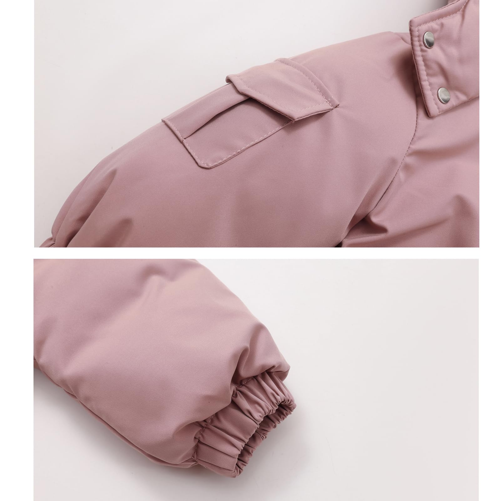 BRONG Niño Traje de Esquiar Mameluco Niñas Traje de Nieve Invierno Cálido Nieve Lana Chaqueta Impermeable Traje Desmontable Cuello de Piel a Prueba de Viento Trajes