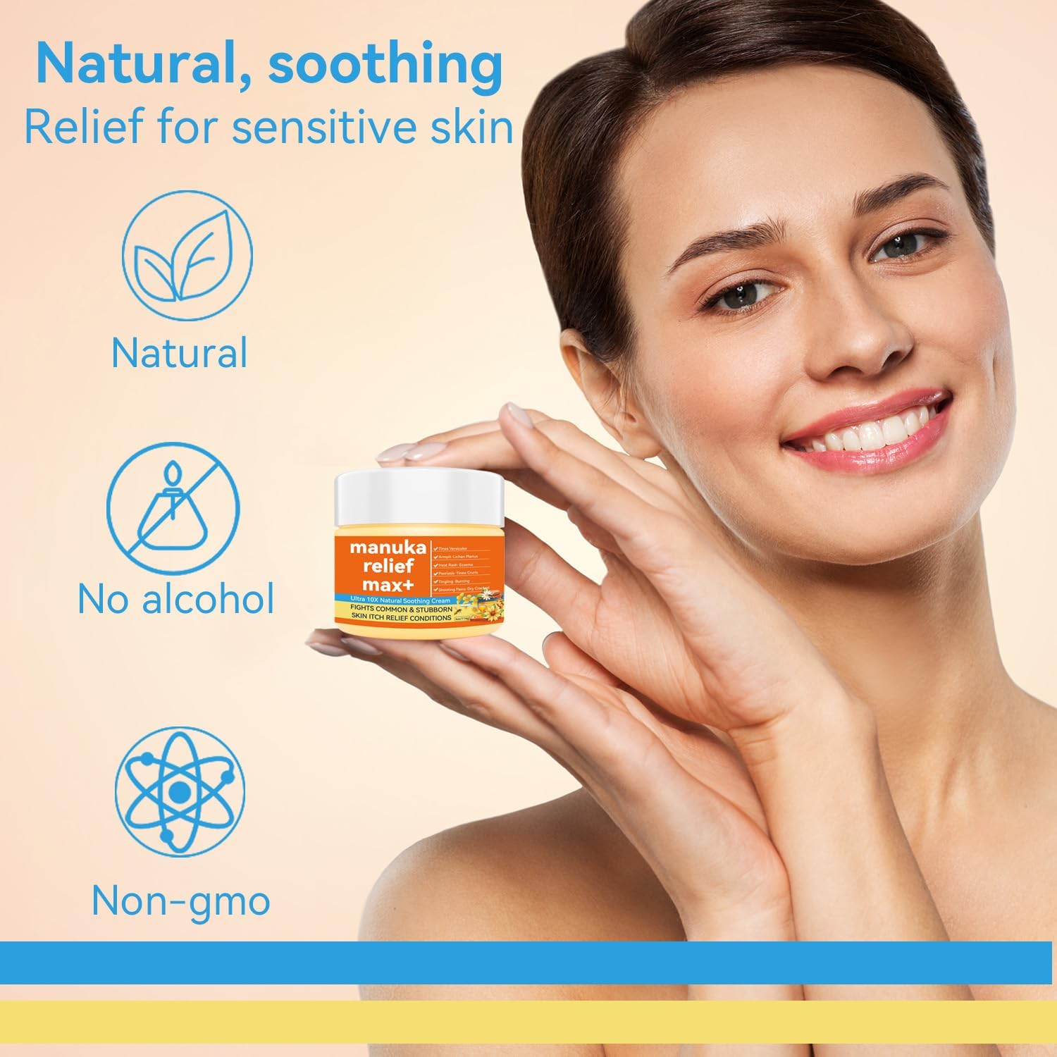 Manuka Honey Cream Max Strength Treat Natural Organic Ointment, Soothing Relief for Dry, Heat Rash, Itching, Eczema, Psoriasis, Leg, Stomach, Armpit, Foot, Hand