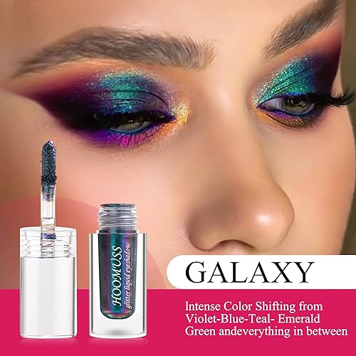 Miniatura 6 de HOOMUSS Chameleon Sombra de ojos líquida con purpurina, sombras de ojos líquidas verdes, maquillaje de ojos holográfico multicromado, larga duración