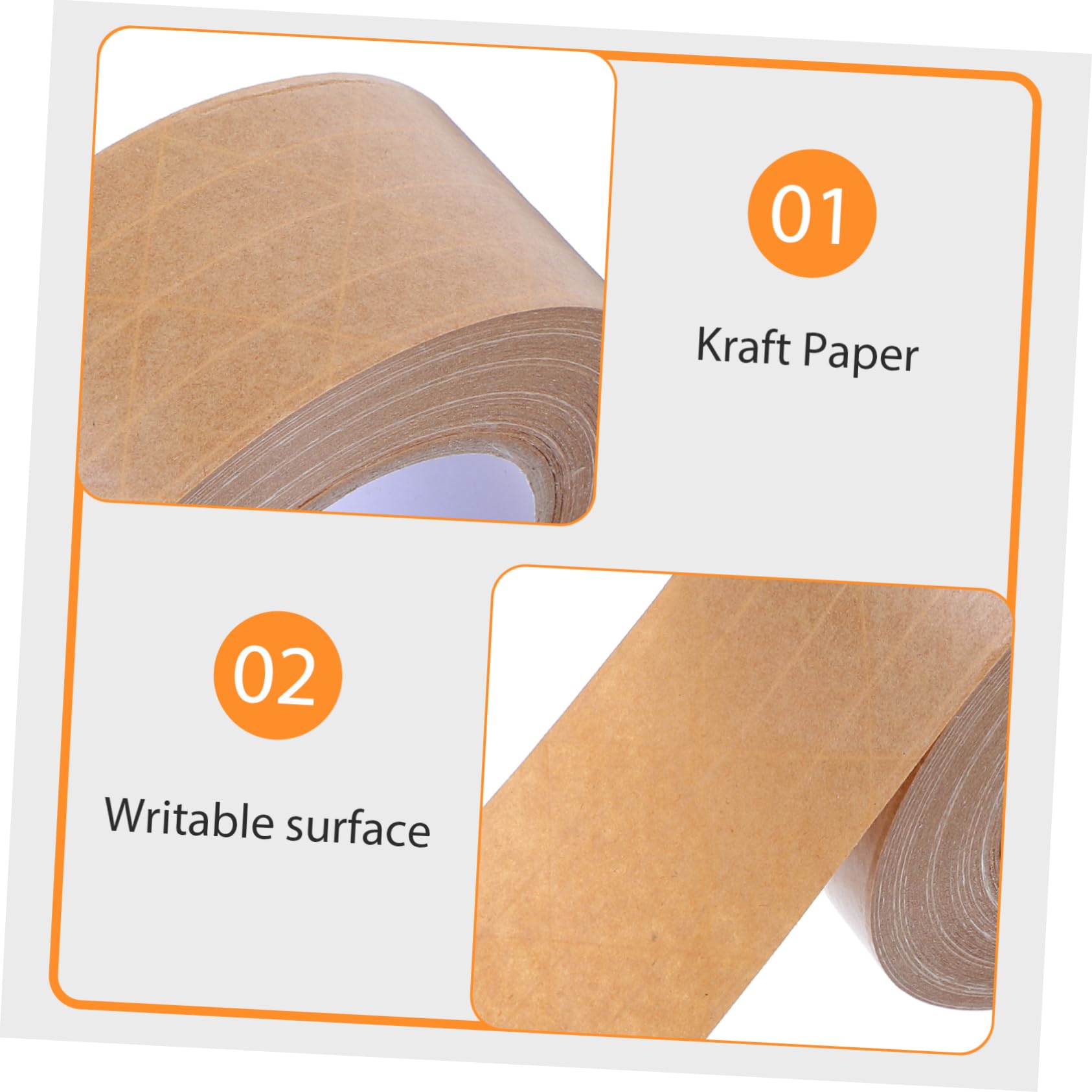 OUNONA 3stücke Packband Braun Gummiertes Kraftpapierklebeband Wasseraktiviertes Klebeband für Versandkartons Verstärktes Verpackungsklebeband Braunes Paketklebeband Strapazierfähig