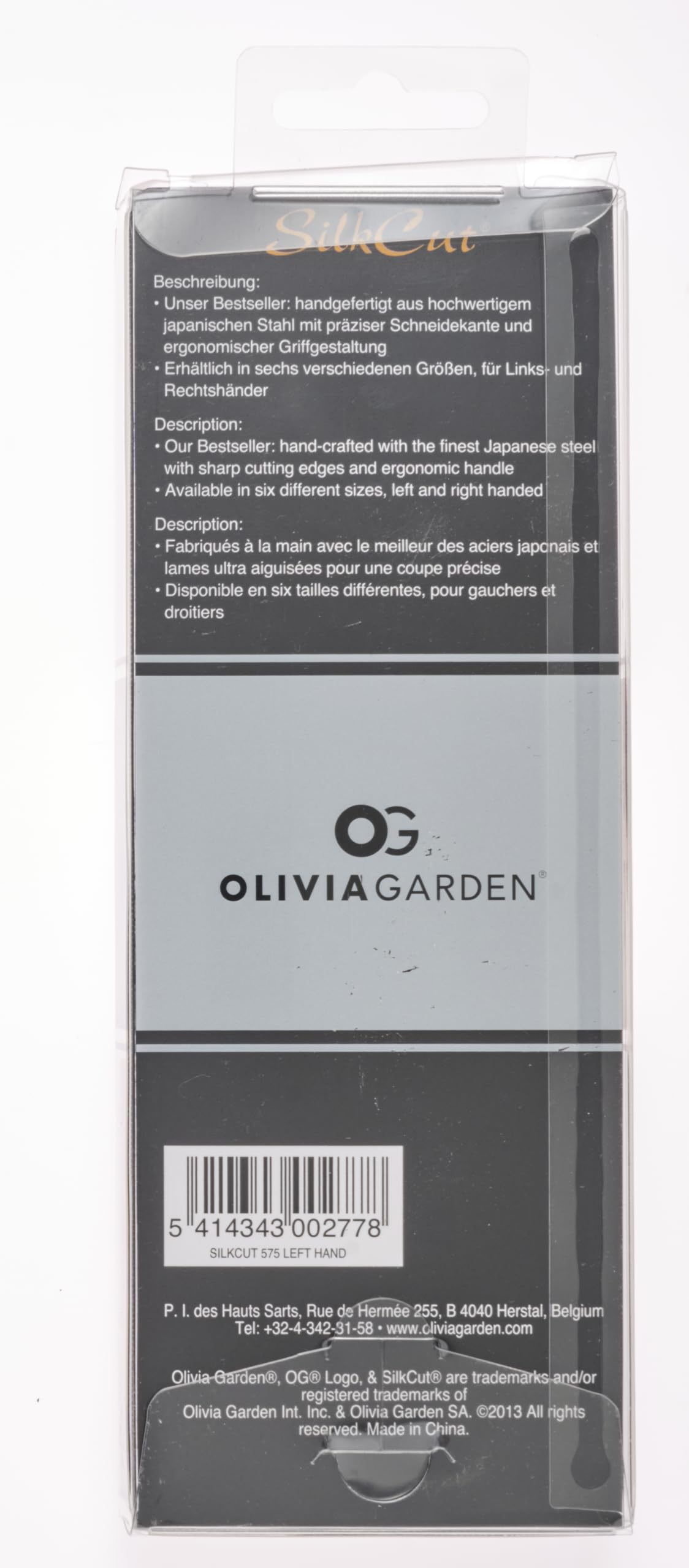 Olivia Garden SilkCut Ciseau Taille 5.75" Pour Gauchers Lames Convexes Acier Japonais Poignée Ergonomique