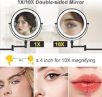 Vista 3 de Espejo de maquillaje iluminado de pared de 9 pulgadas, espejo de aumento de doble cara recargable de 4000 mAh 1X/10X con luz, 3 luces